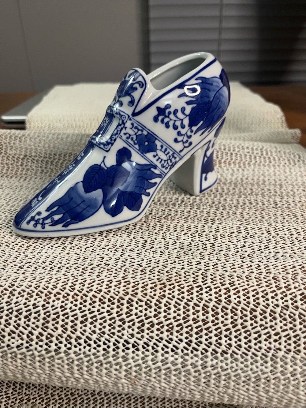 Formalities By Baum Bros Porcelain Shoe Boot - Blue And White 7 Inches Long